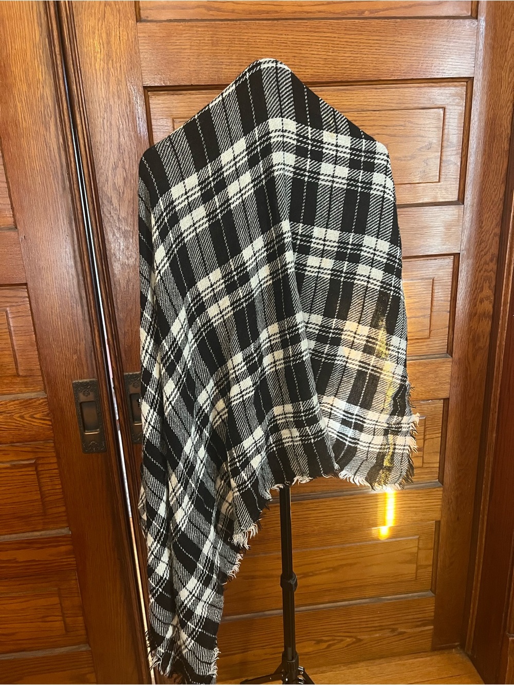 Black and White Plaid shawl Scarf Oversized
